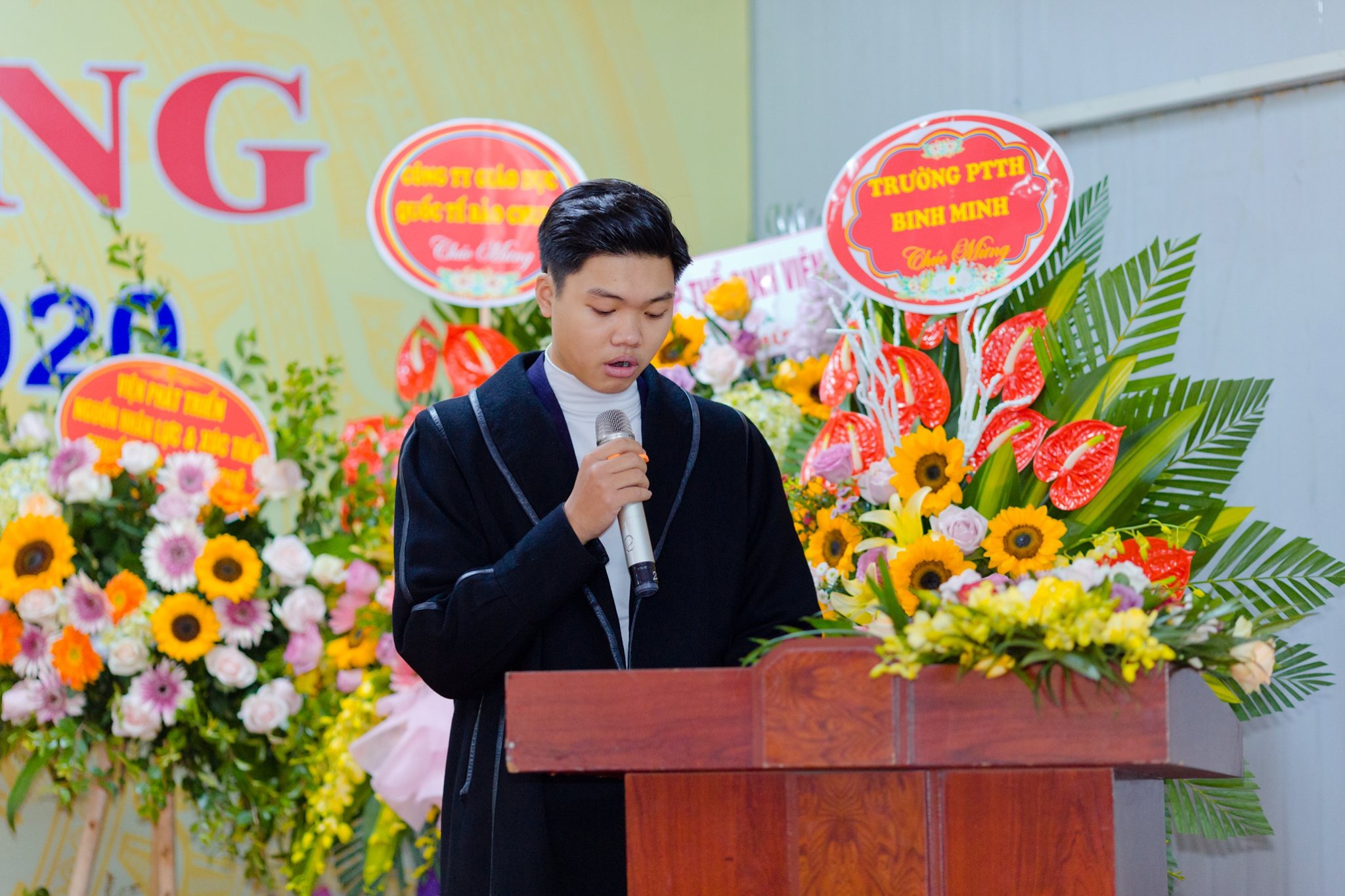 Đại diện sinh viên phát biểu tại buổi lễ khai giảng năm học mới 2019 - 2020 trường Cao đẳng Bách Khoa