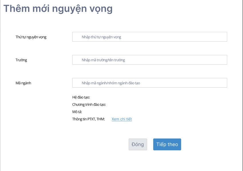 Thêm nguyện vọng