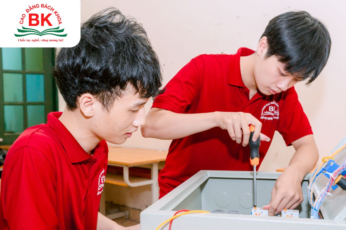 Sinh viên Trường Cao đẳng Bách Khoa làm việc nhóm
