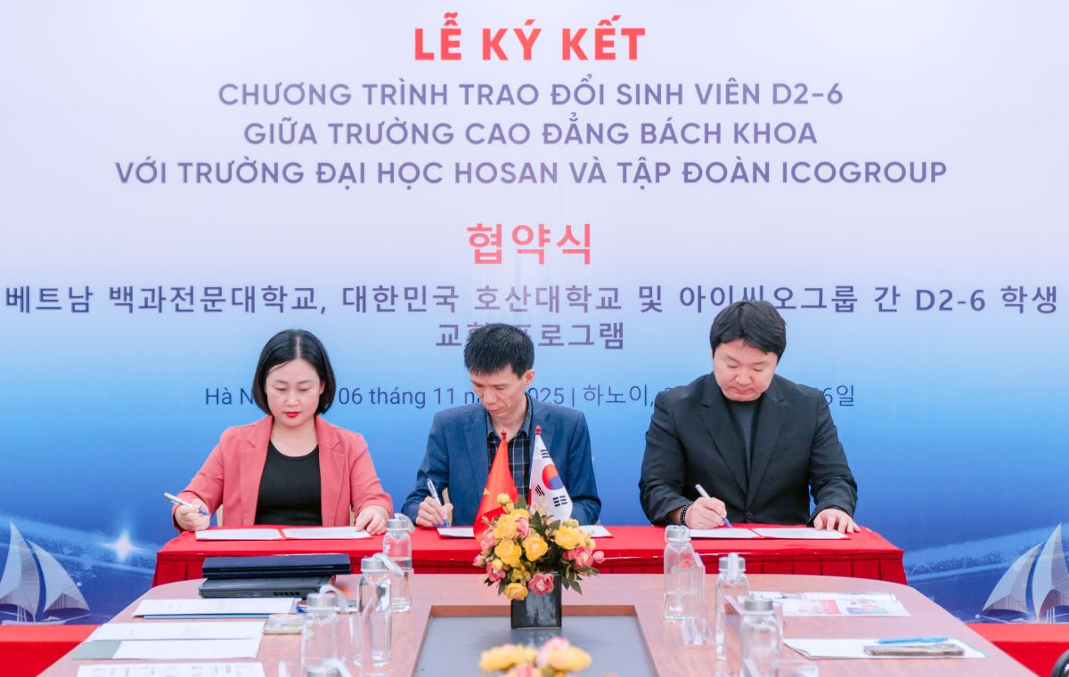 Cao đẳng Bách Khoa ký kết hợp tác với Đại học Hosan (Hàn Quốc) và Tập đoàn ICOGroup
