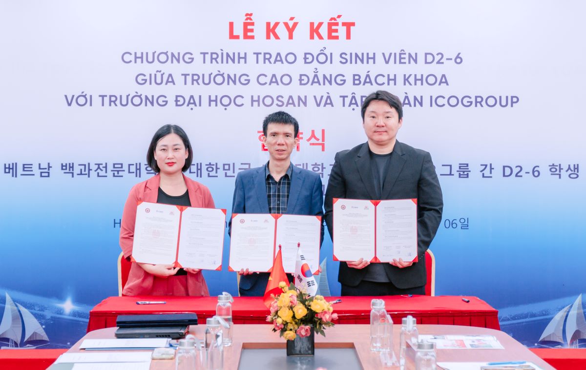 Cao đẳng Bách Khoa ký kết hợp tác với Đại học Hosan (Hàn Quốc) và Tập đoàn ICOGroup