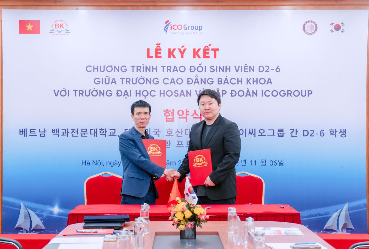 Cao đẳng Bách Khoa ký kết hợp tác với Đại học Hosan (Hàn Quốc) và Tập đoàn ICOGroup