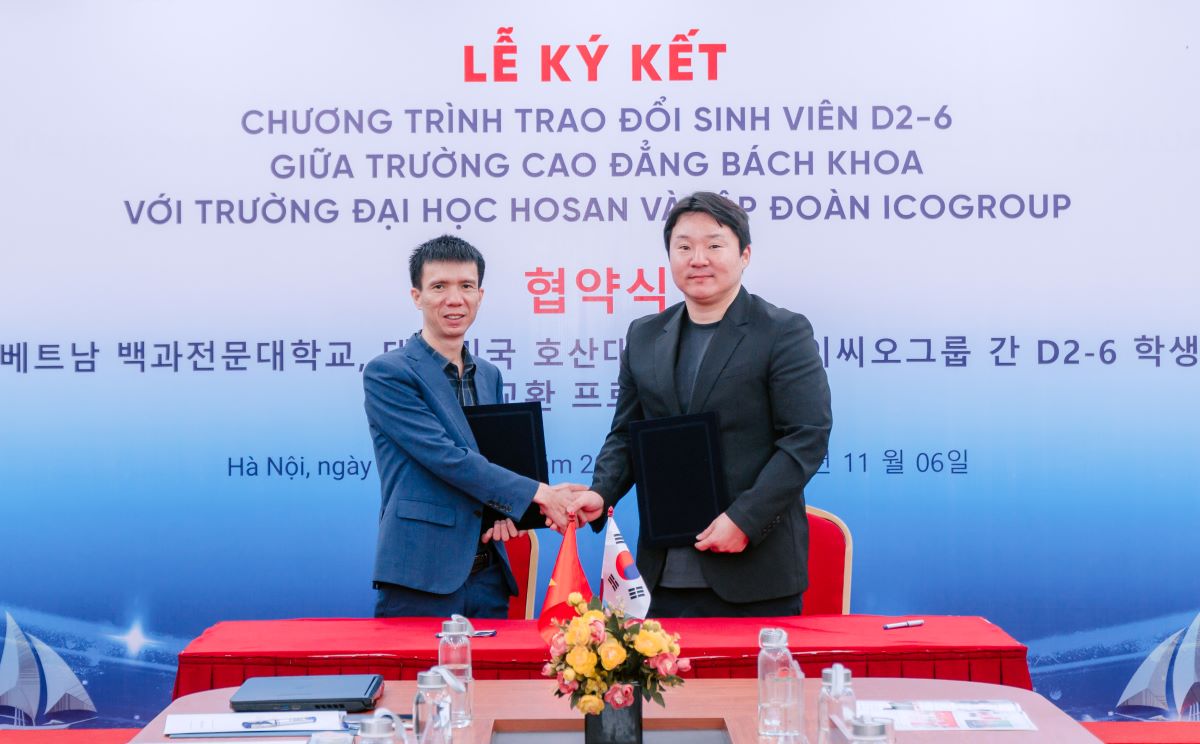 Cao đẳng Bách Khoa ký kết hợp tác với Đại học Hosan (Hàn Quốc) và Tập đoàn ICOGroup