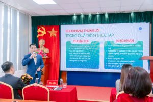 Thầy Trần Văn Trung – Trưởng phòng Hỗ trợ Doanh nghiệp và Khởi nghiệp phát biểu tại chương trình