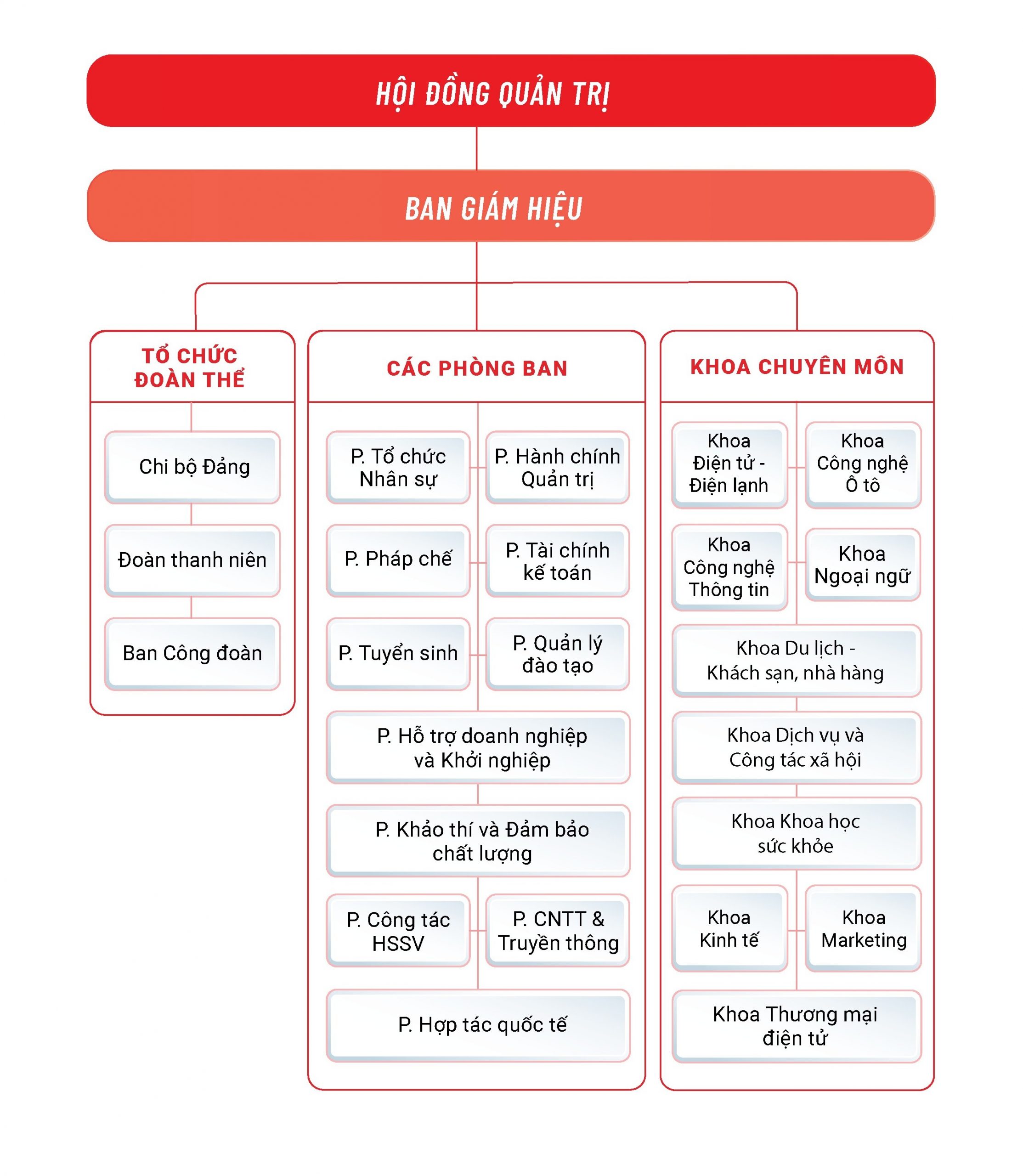 Sơ đồ tổ chức Cao đẳng Bách Khoa