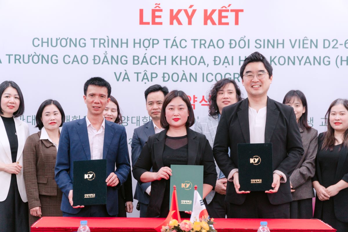 Trường Cao đẳng Bách Khoa ký kết với Đại học Konyang Hàn Quốc và tập đoàn ICO Group Trường Cao đẳng Bách Khoa ký kết với Đại học Konyang Hàn Quốc và tập đoàn ICO Group