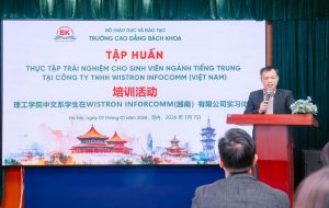 ThS. Nguyễn Thanh Mai - Phó Hiệu trưởng Trường Cao đẳng Bách Khoa phát biểu tại chương trình