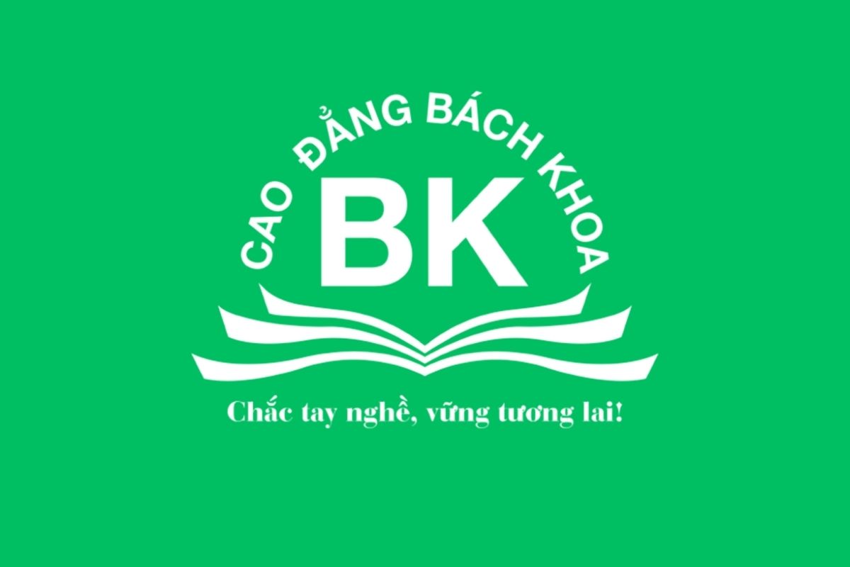 Logo cao đẳng Bách Khoa màu trắng