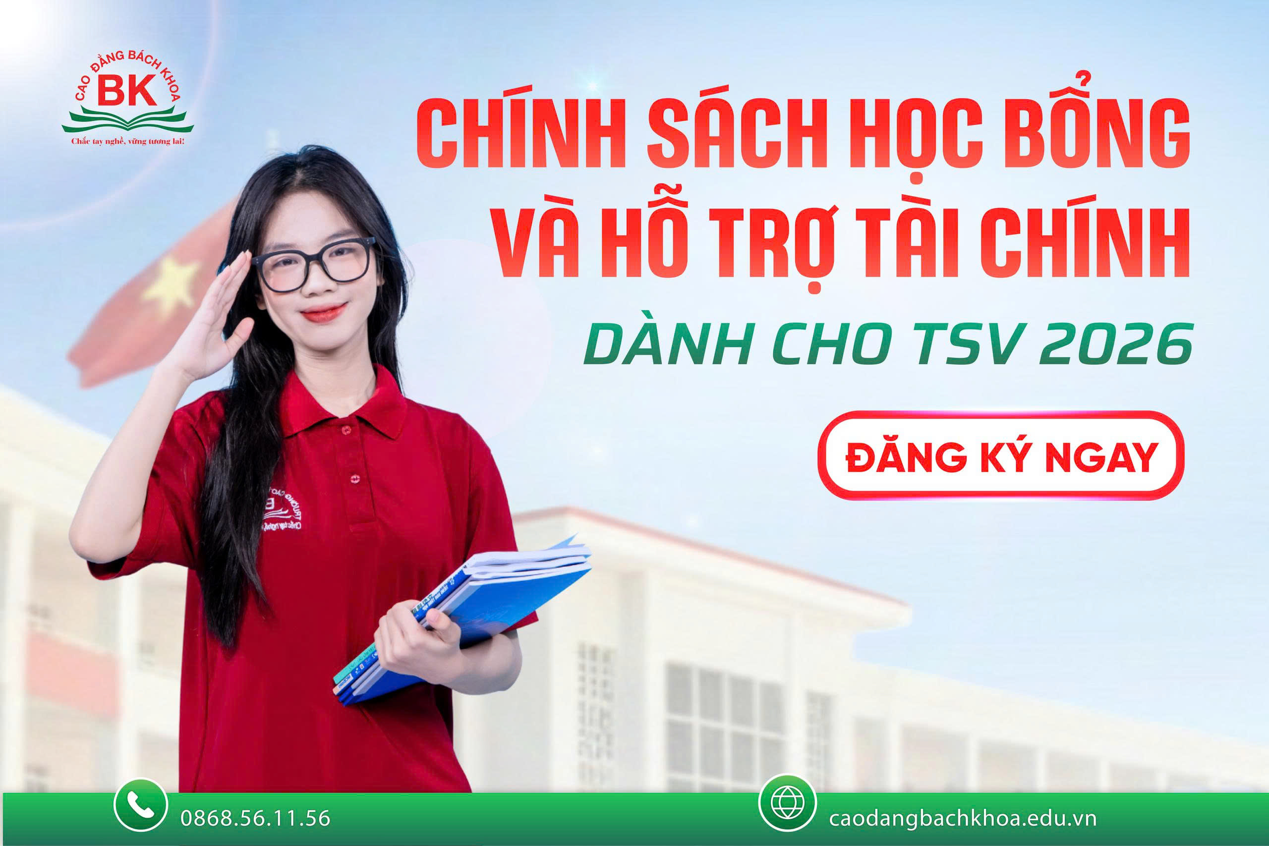 Chính sách học bổng và hỗ trợ tài chính sinh viên nhập học năm 2026 tại Trường Cao đẳng Bách Khoa