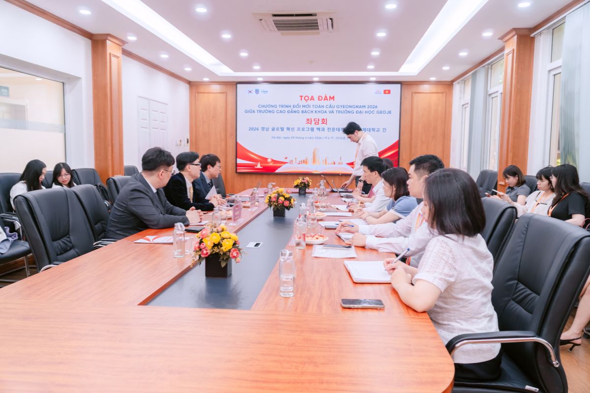 Tọa đàm Chương trình đổi mới toàn cầu Gyeongnam 2026 giữa Trường Cao đẳng Bách Khoa và Trường Đại học Geoje Tọa đàm Chương trình đổi mới toàn cầu Gyeongnam 2026 giữa Trường Cao đẳng Bách Khoa và Trường Đại học Geoje