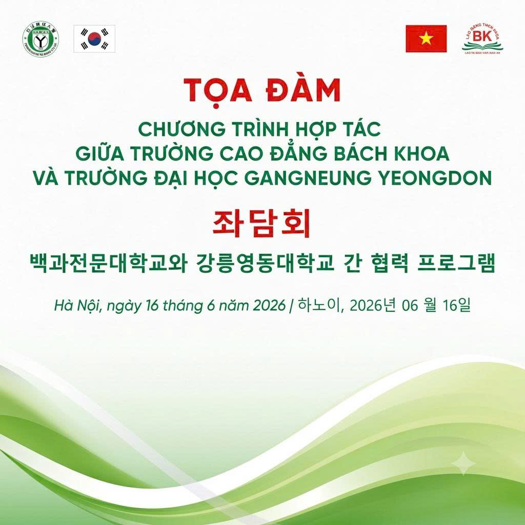Tọa đàm Chương trình hợp tác giữa Trường Cao đẳng Bách Khoa và Trường Đại học Gangneung Yeongdong