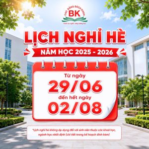 Thông báo lịch nghỉ hè năm học 2025 – 2026 đối với sinh viên Trường Cao đẳng Bách Khoa