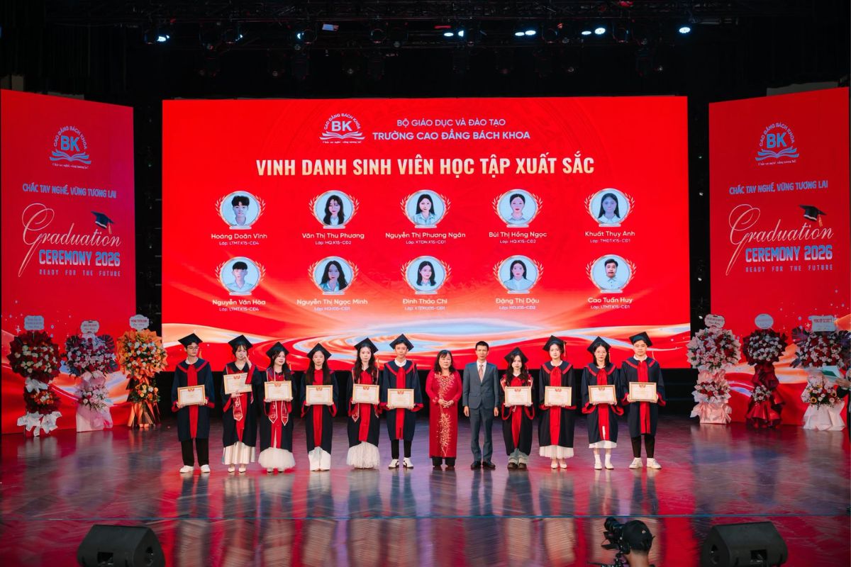 Tiến sĩ Đinh Thị Dậu - Hiệu trưởng nhà trường và Thạc sĩ Nguyễn Văn Trường - Phó hiệu trưởng nhà trường trao bằng khen vinh danh các cá nhân có thành tích xuất sắc Tiến sĩ Đinh Thị Dậu - Hiệu trưởng nhà trường và Thạc sĩ Nguyễn Văn Trường - Phó hiệu trưởng nhà trường trao bằng khen vinh danh các cá nhân có thành tích xuất sắc